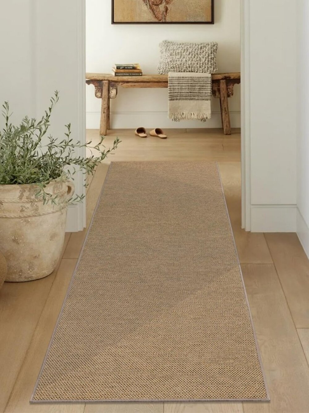 2x6 ft Washable Runner Rug Faux Jute Woven Texture